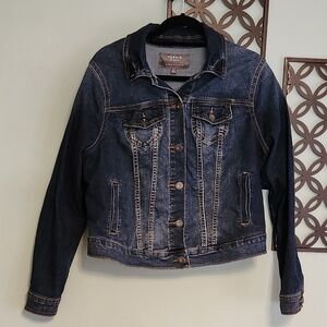Torrid Denim Trucker Jacket in Dark Wash Size 00X